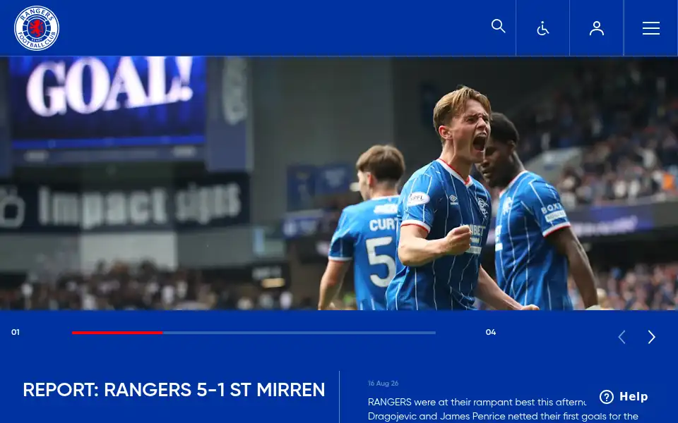 Screenshot of rangers.co.uk