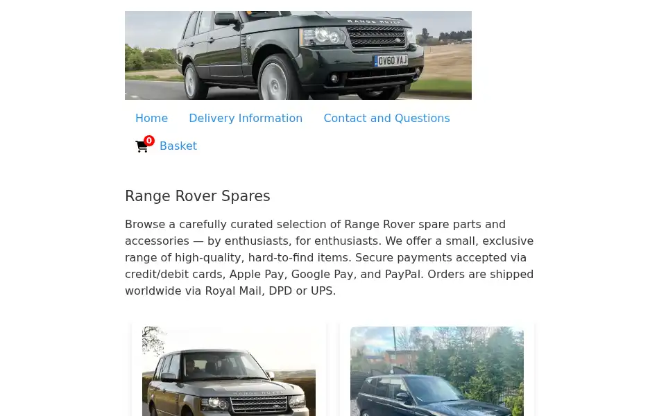 Screenshot of rangeyparts.com