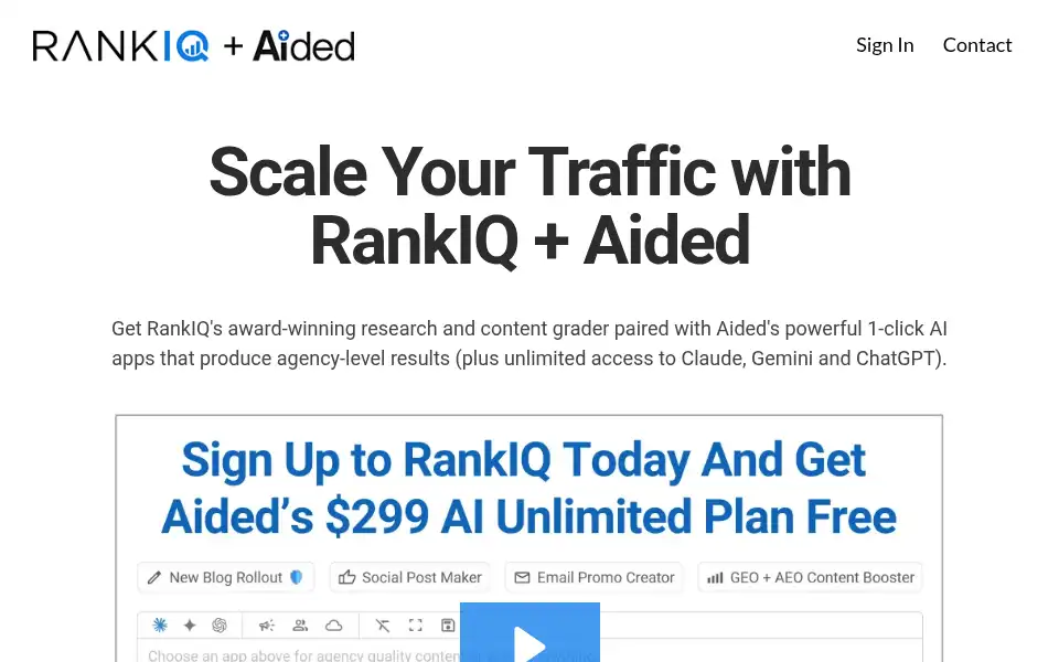 Screenshot of rankiq.com