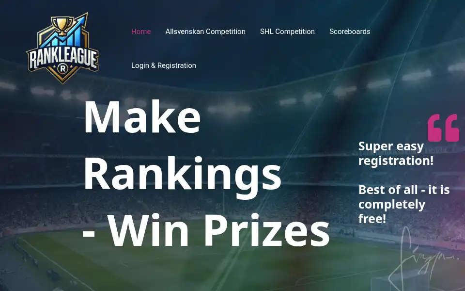 Screenshot of rankleague.com