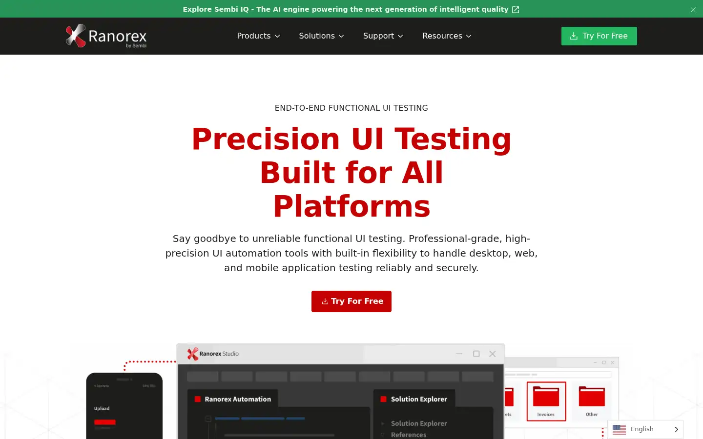 Screenshot of ranorex.com