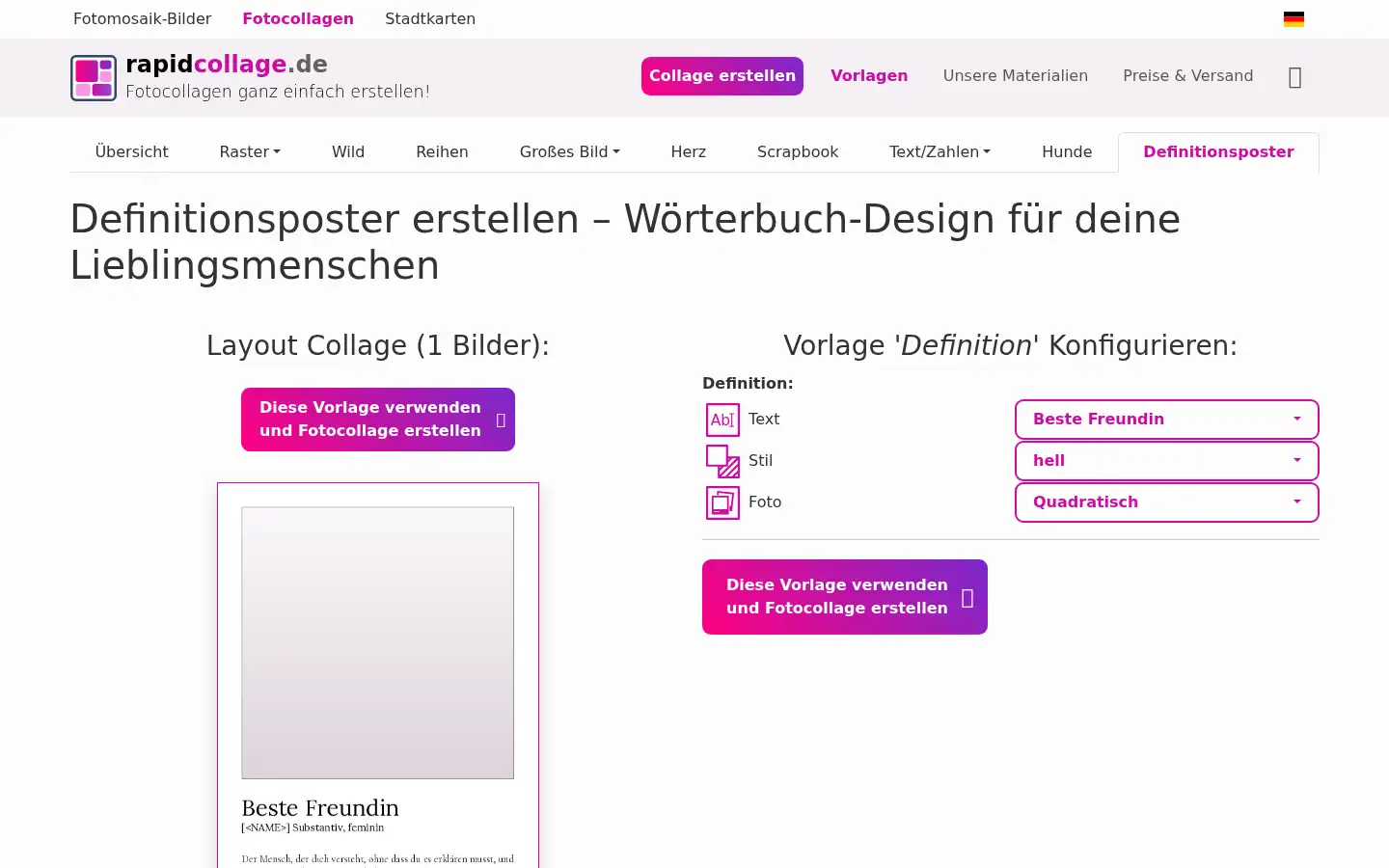 Screenshot of rapidcollage.de