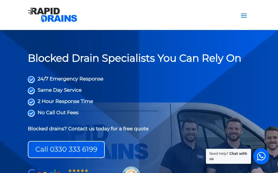 Screenshot of rapiddrains.co.uk