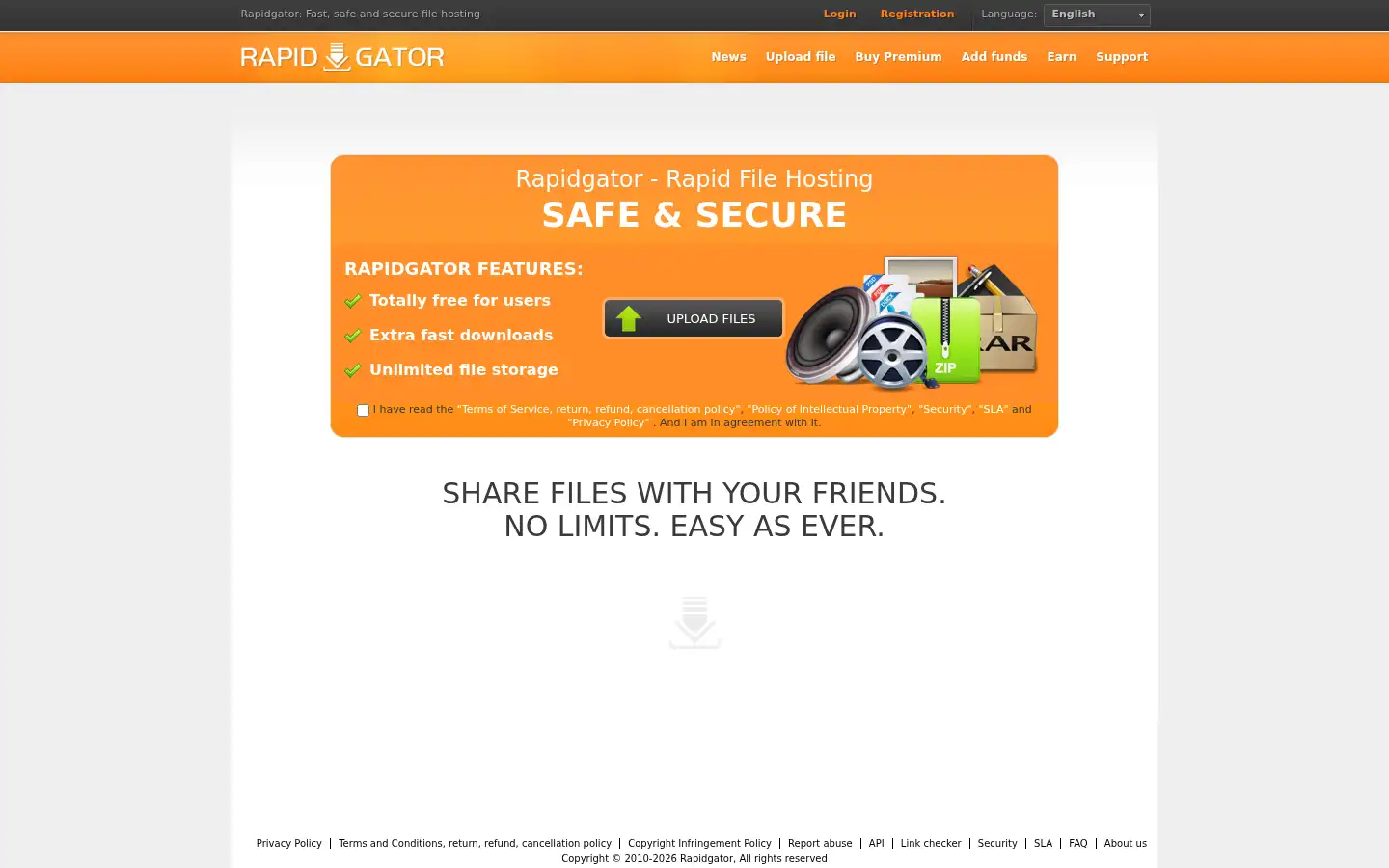 Screenshot of rapidgator.net