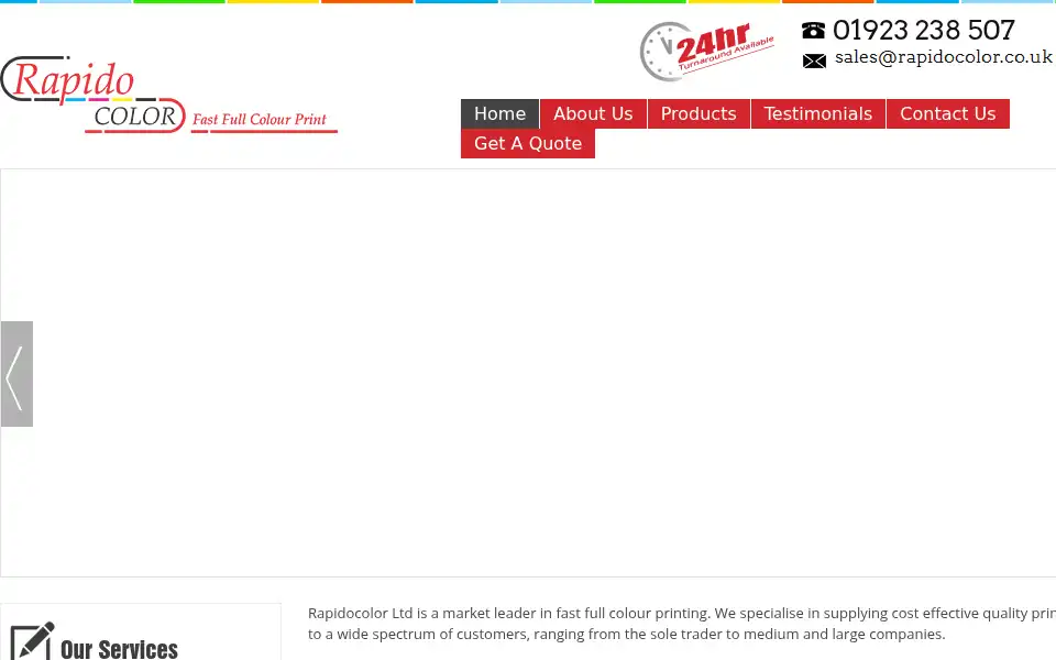 Screenshot of rapidocolor.co.uk