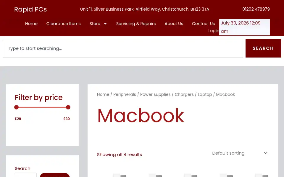 Screenshot of rapidpcs.co.uk