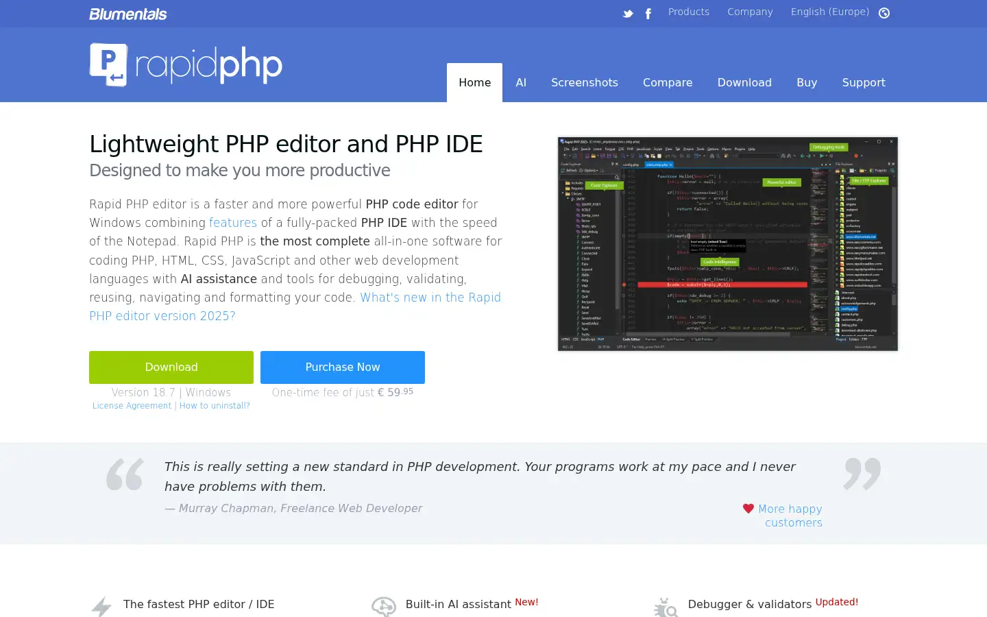 Screenshot of rapidphpeditor.com