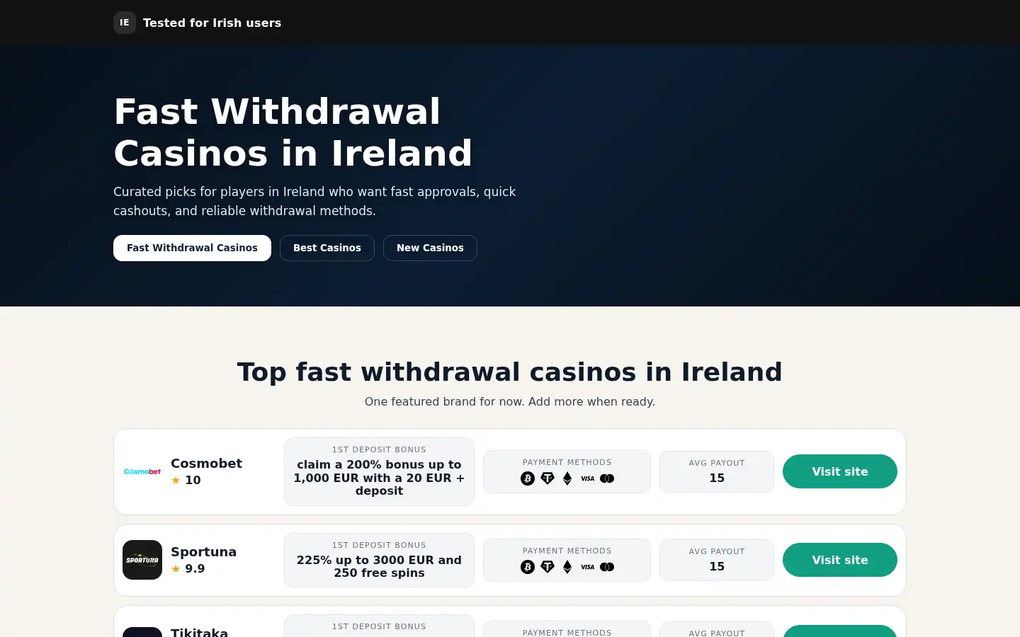 Screenshot of rapidwithdrawalcasinos.com
