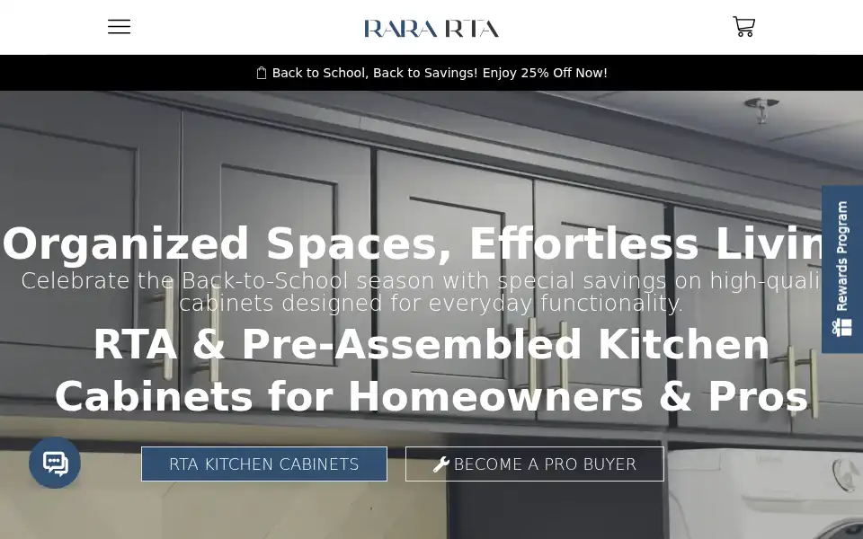Screenshot of rarartacabinets.com