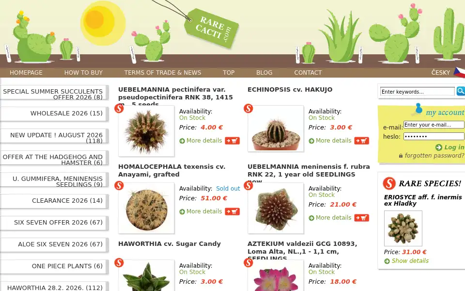 Screenshot of rarecacti.com