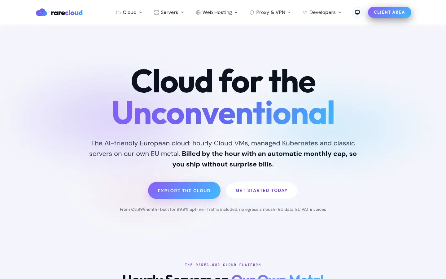 Screenshot of rarecloud.io