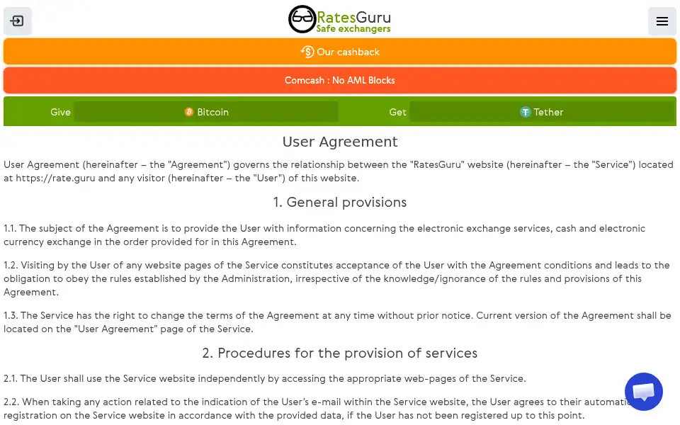 Screenshot of rates.guru