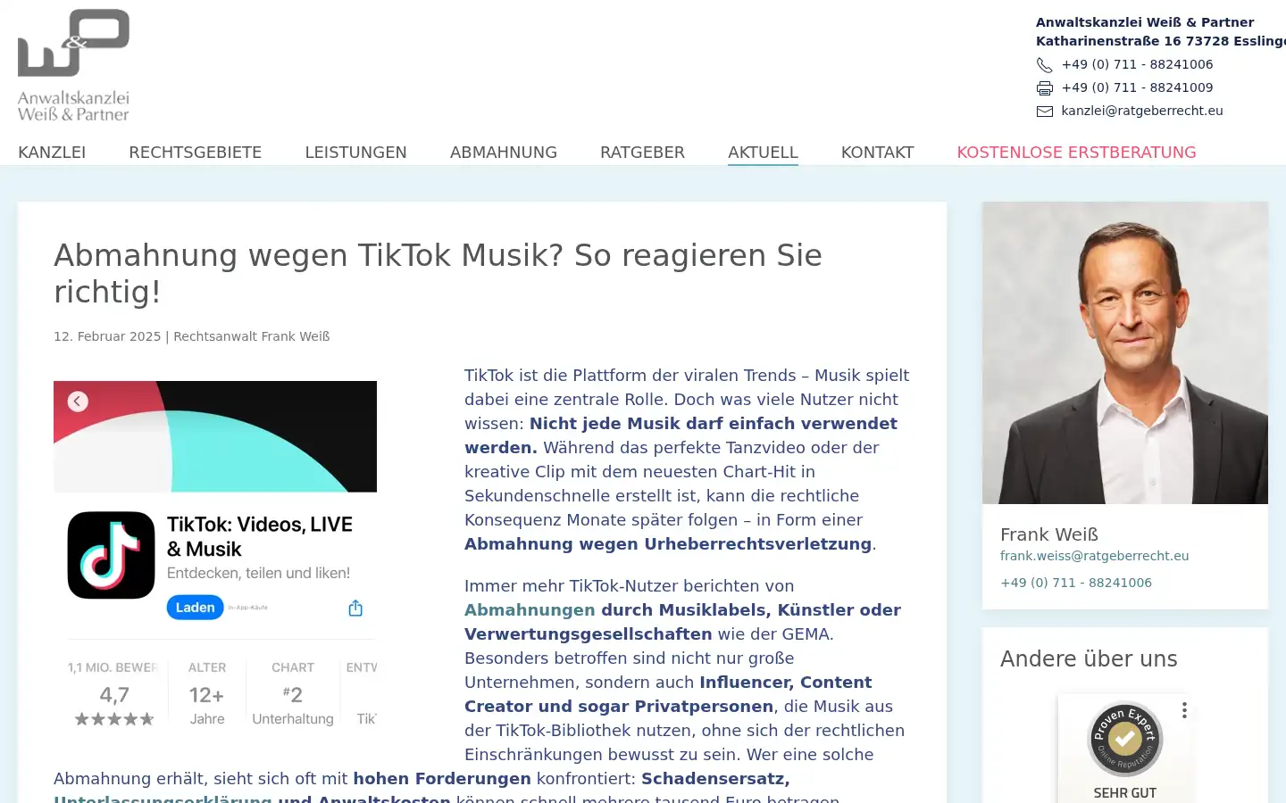 Screenshot of ratgeberrecht.eu