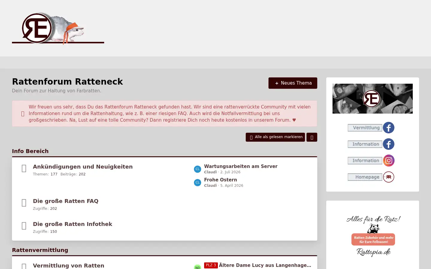 Screenshot of ratteneck.eu