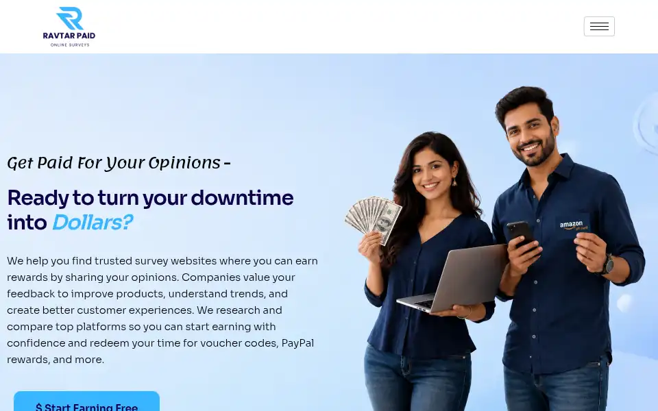 Screenshot of ravtarpaidonlinesurveys.com