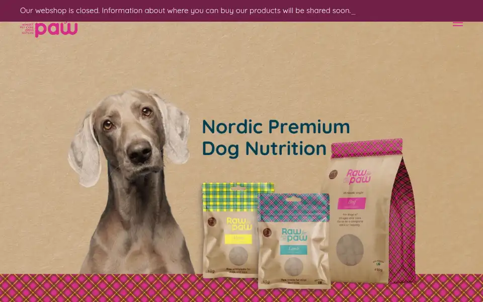 Screenshot of rawforpaw.com