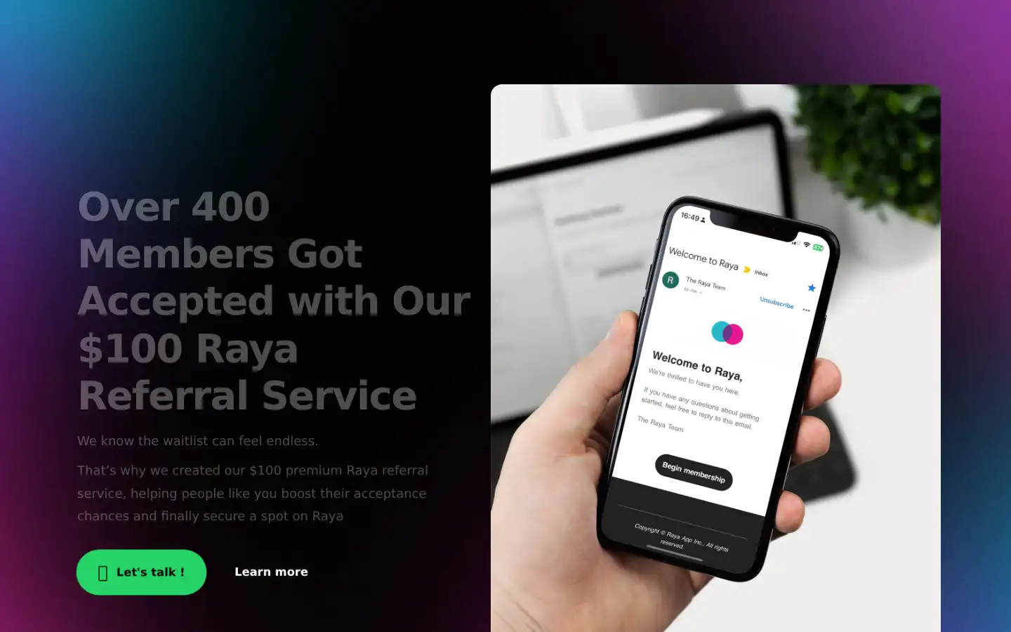 Screenshot of raya-referral.com