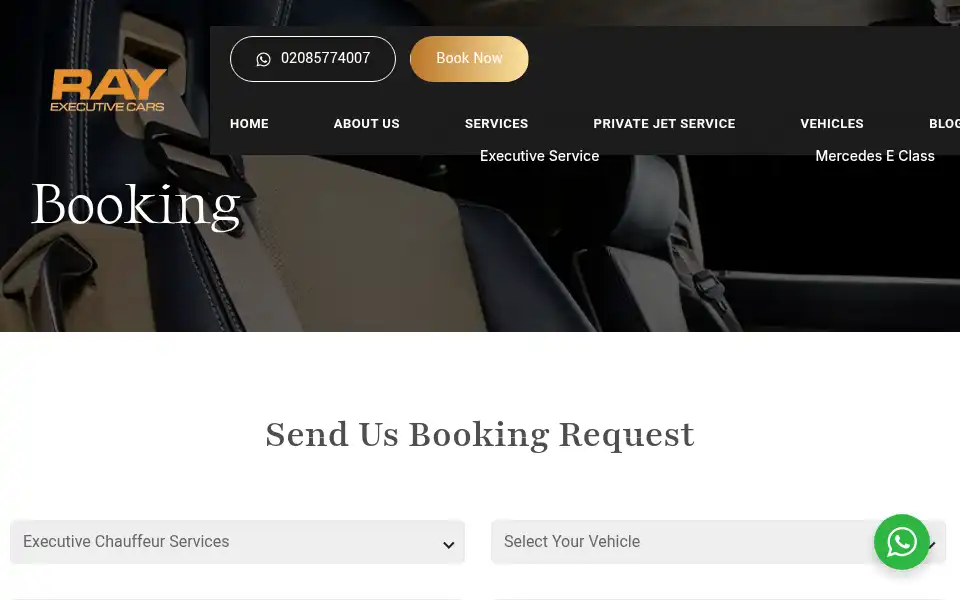 Screenshot of rayexecutivecars.co.uk