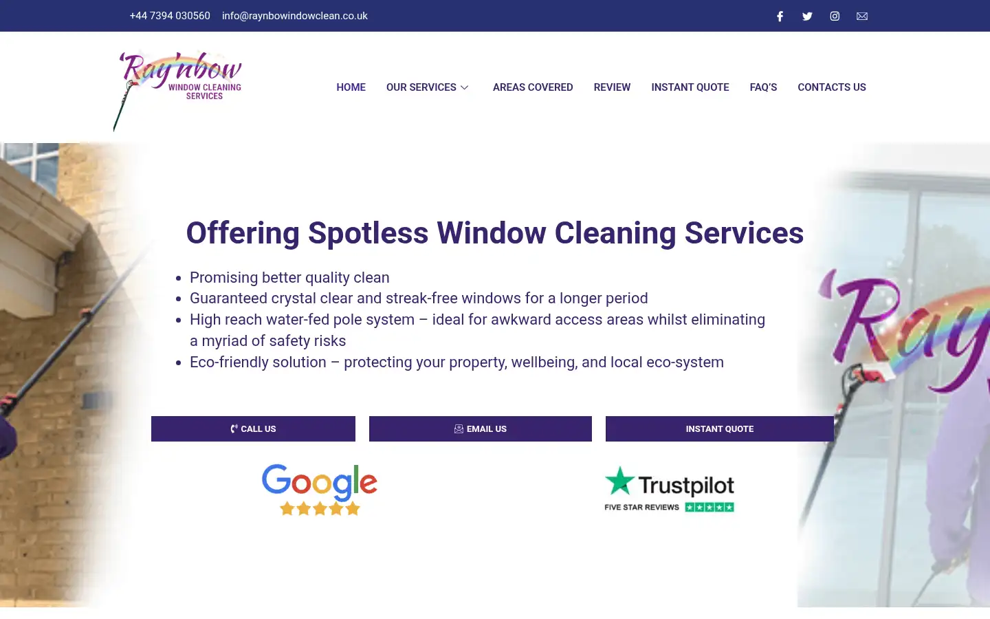 Screenshot of raynbowindowclean.co.uk