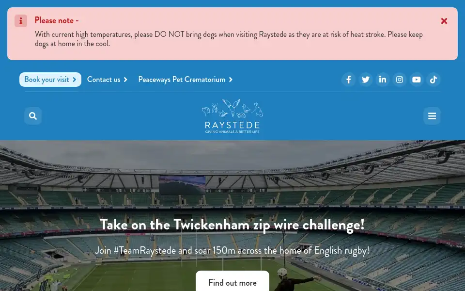 Screenshot of raystede.org