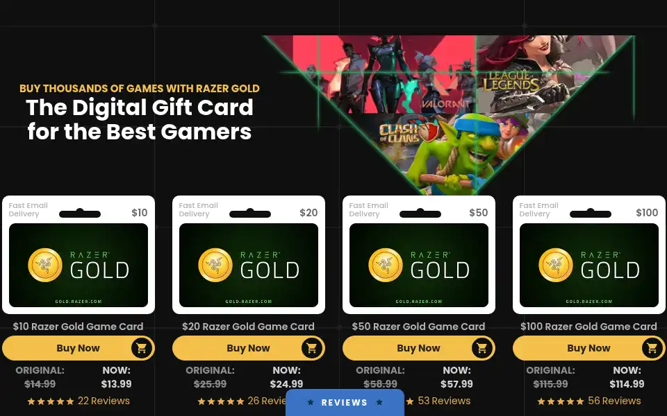 Screenshot of razercarddelivery.com