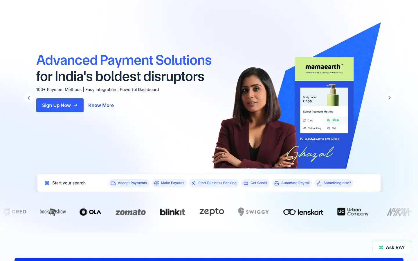 Screenshot of razorpay.com