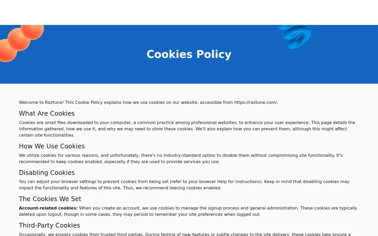 Screenshot of raztune.com