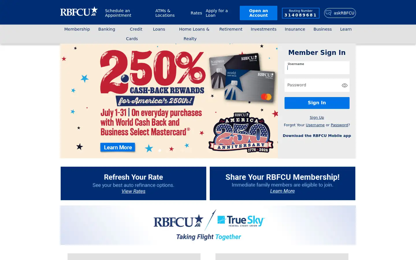 Screenshot of rbfcu.org