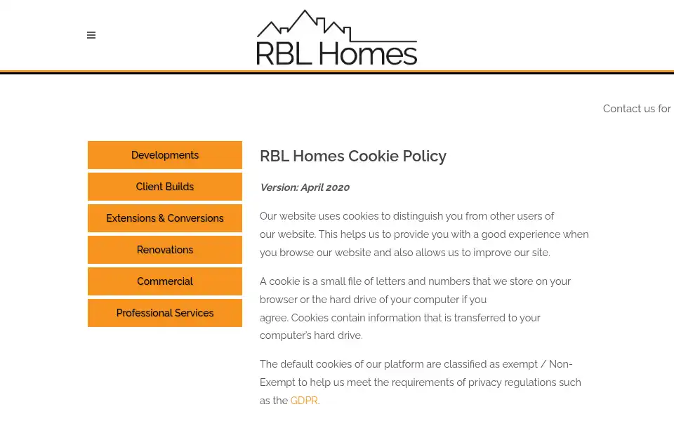 Screenshot of rblhomes.co.uk