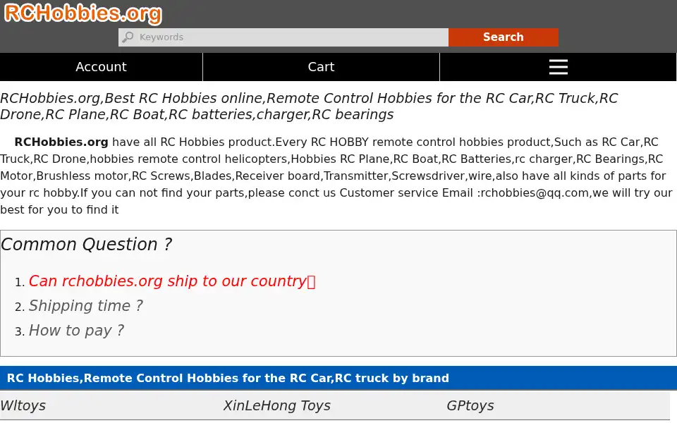 Screenshot of rchobbies.org