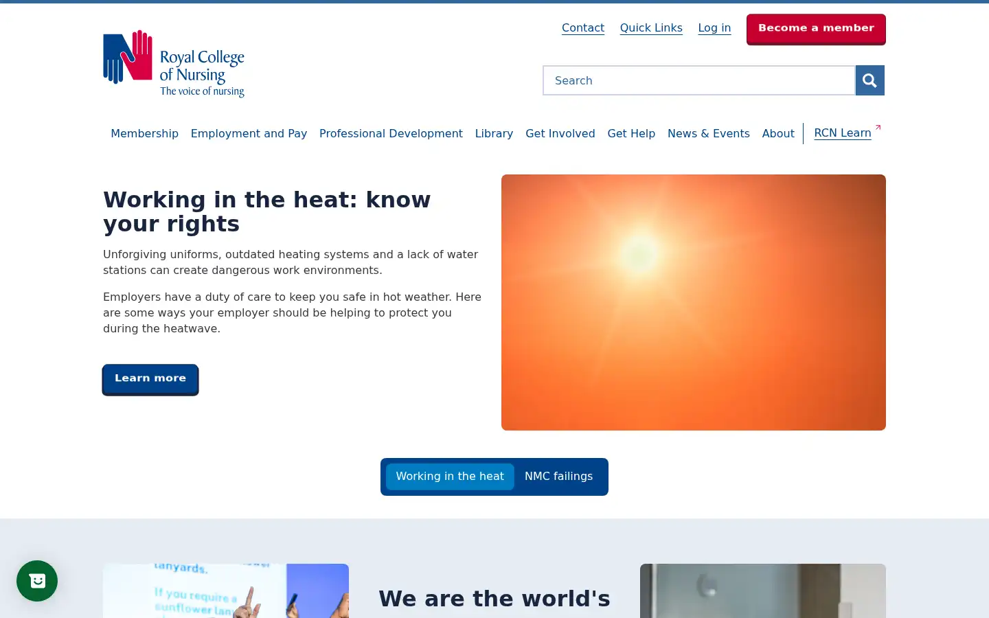 Screenshot of rcn.org.uk