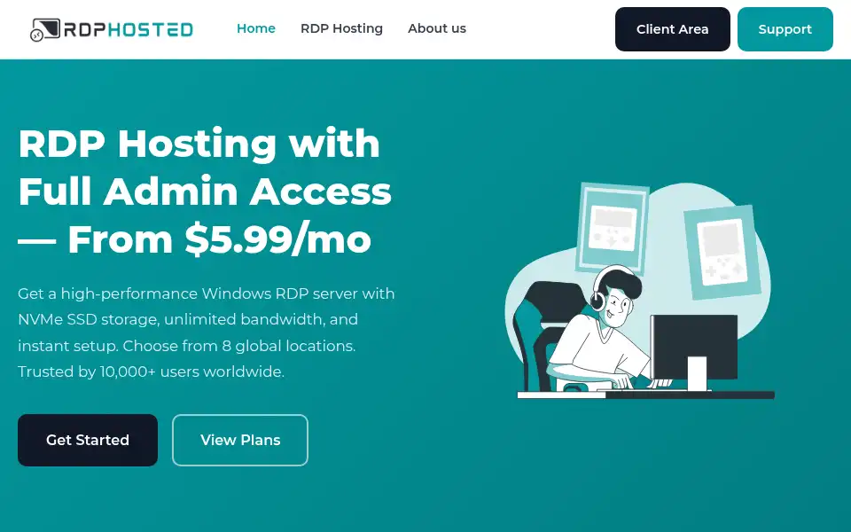 Screenshot of rdphosted.com