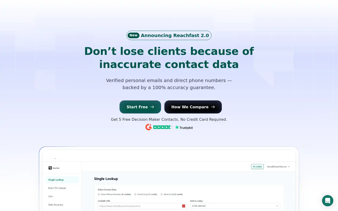 Screenshot of reachfast.ai