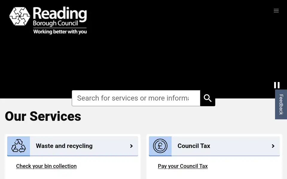 Screenshot of reading.gov.uk