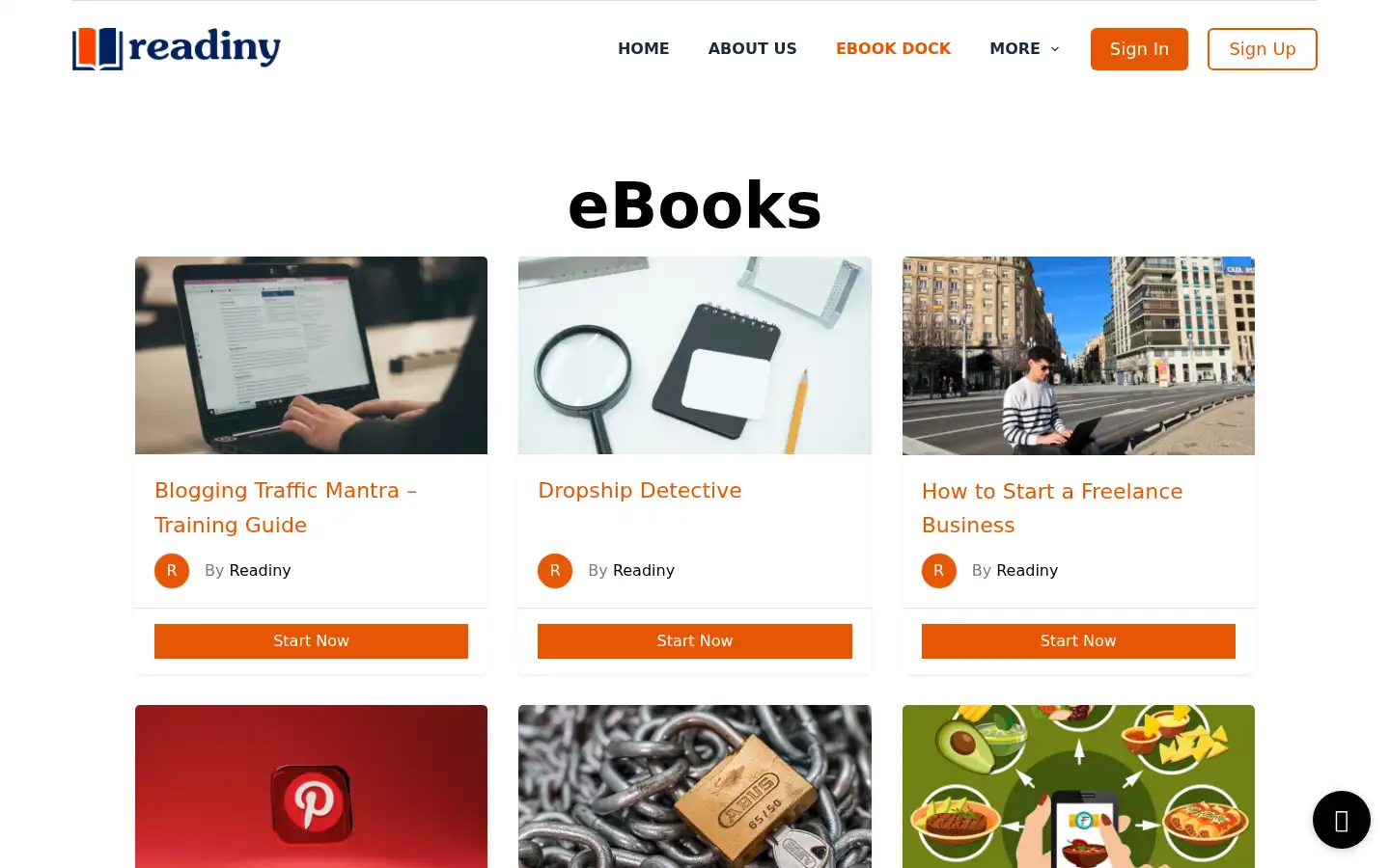 Screenshot of readiny.com