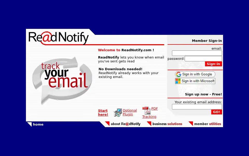Screenshot of readnotify.com