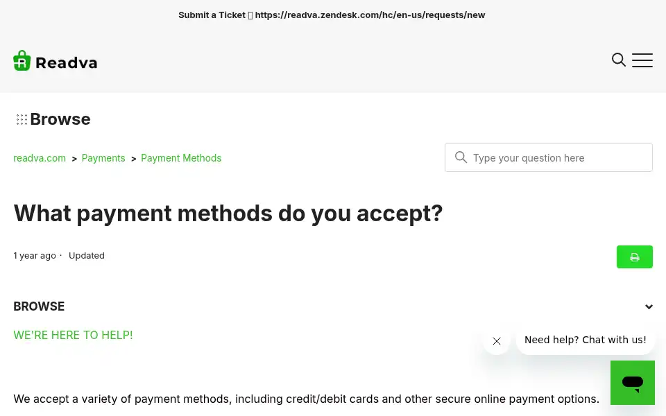 Screenshot of readva.com