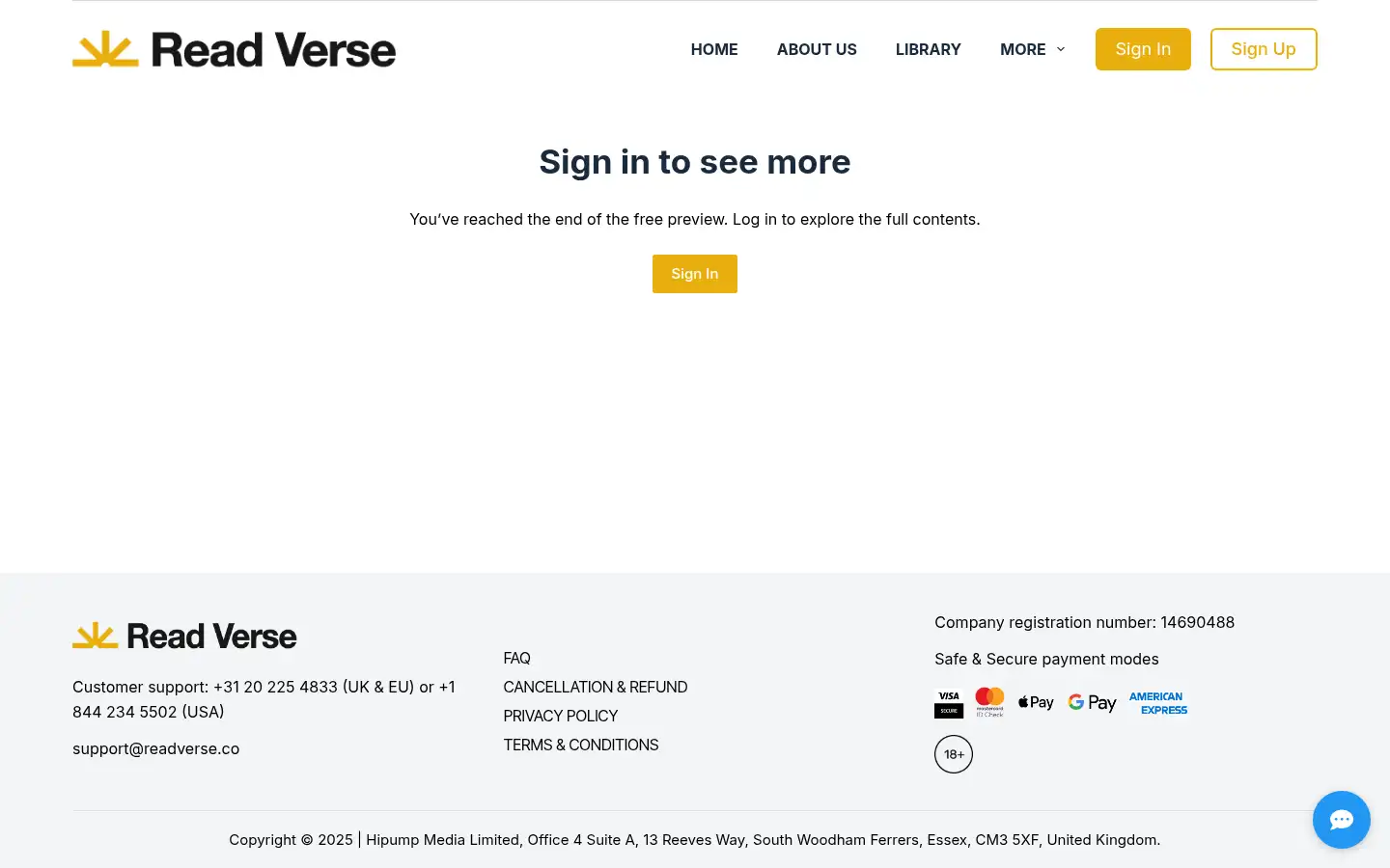 Screenshot of readverse.co