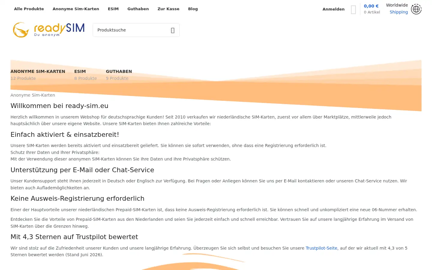 Screenshot of ready-sim.eu