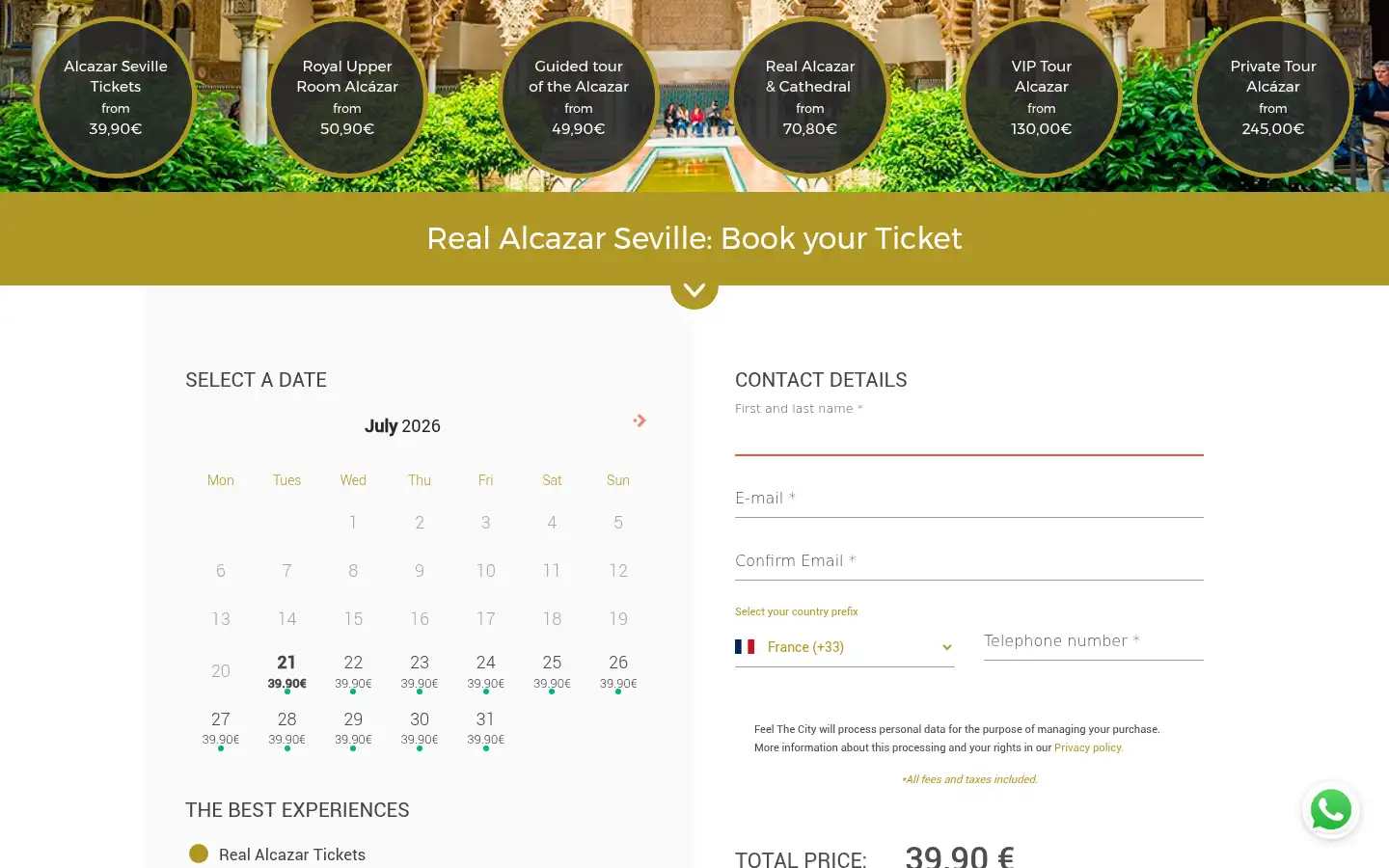 Screenshot of realalcazarsevilla.com