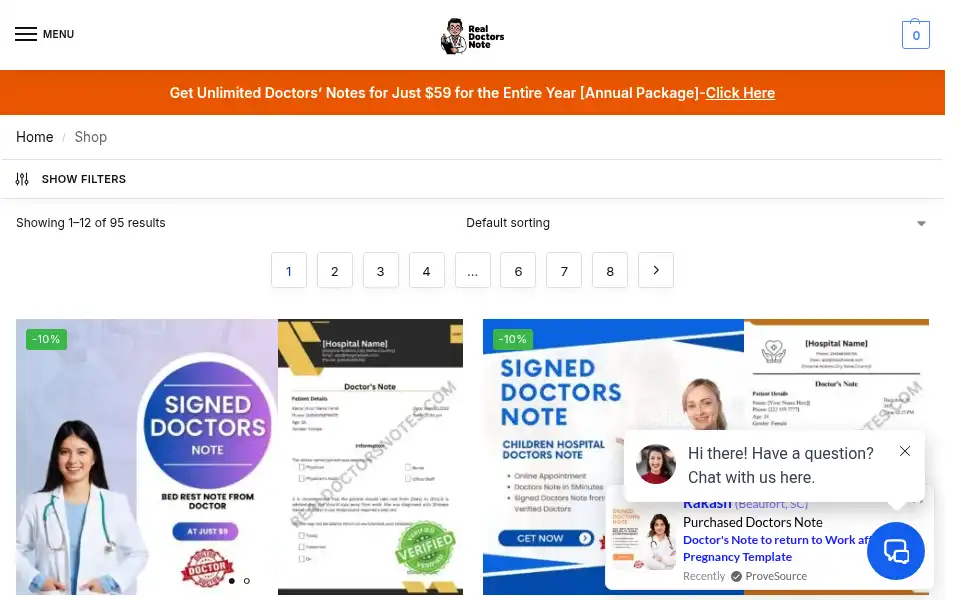Screenshot of realdoctorsnotes.com