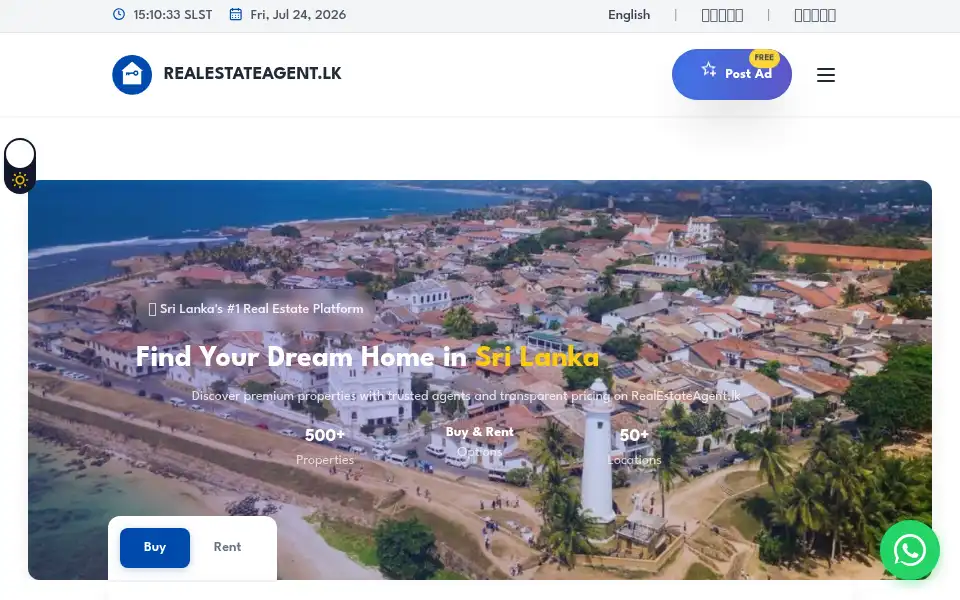 Screenshot of realestateagent.lk