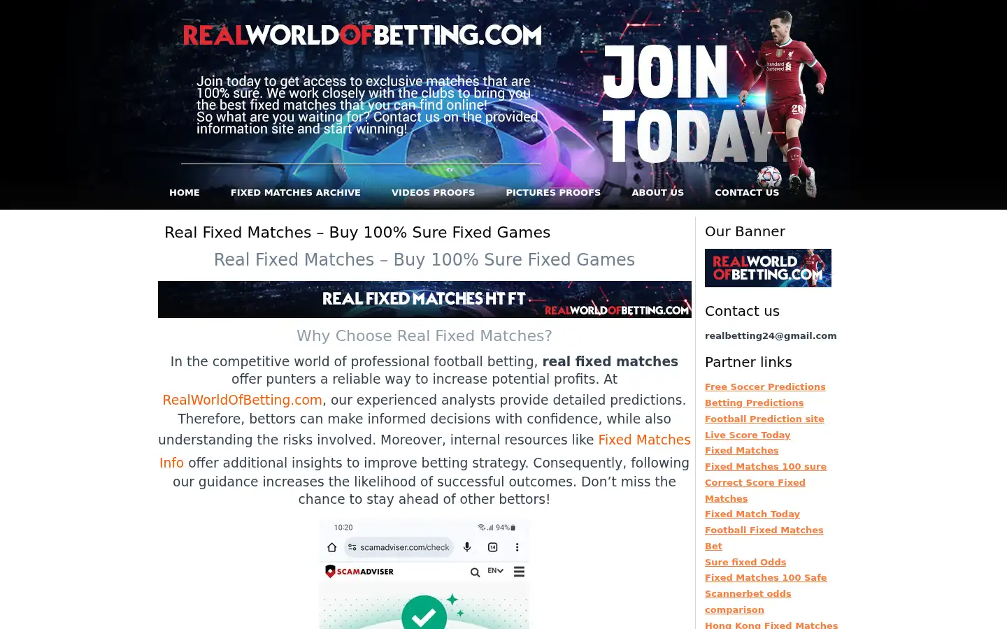 Screenshot of realworldofbetting.com