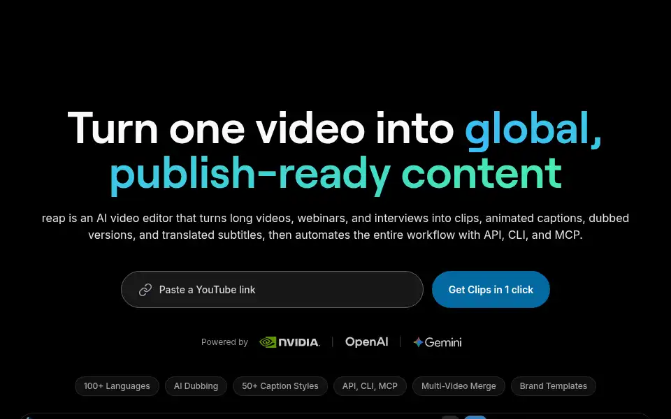 Screenshot of reap.video