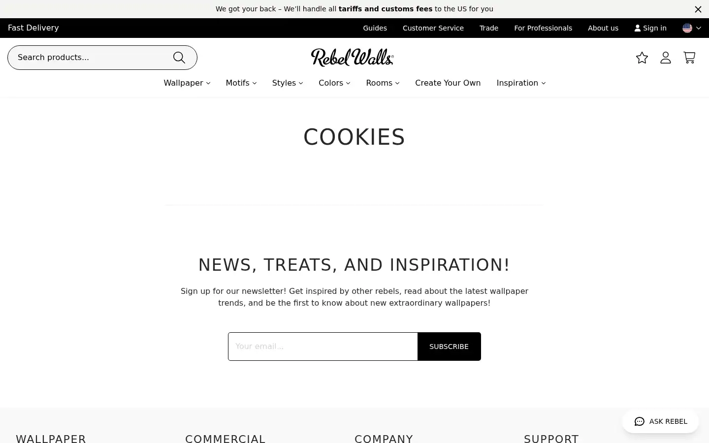 Screenshot of rebelwalls.com