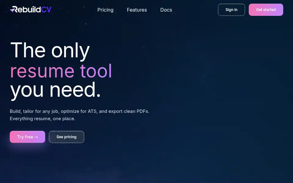 Screenshot of rebuildcv.com