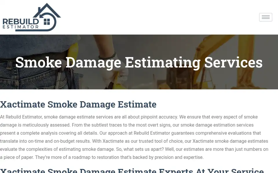 Screenshot of rebuildestimator.com