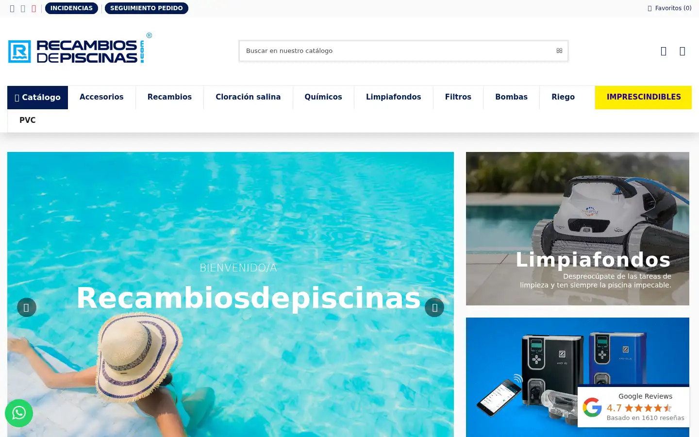 Screenshot of recambiosdepiscinas.com