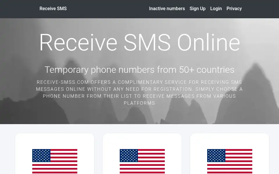 Screenshot of receive-smss.com