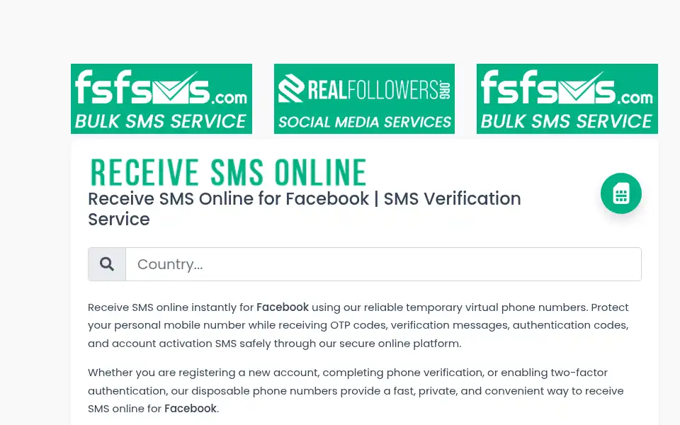 Screenshot of receivesms.in